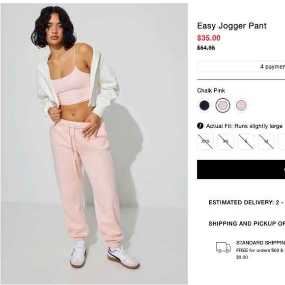 Balletcore Sweats, Easy Jogger Pant - Chalk Pink size X-SMALL (fits like S) - Picture 2 of 3